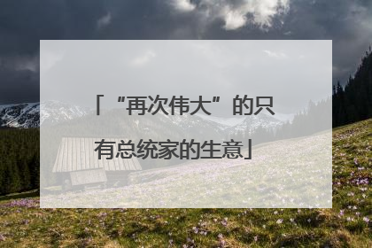 “再次伟大”的只有总统家的生意