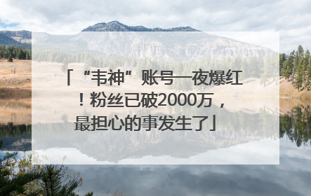 “韦神”账号一夜爆红！粉丝已破2000万，最担心的事发生了