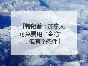 特朗普：加拿大可免费用“金穹”，但有个条件