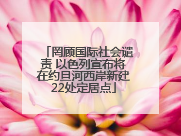 罔顾国际社会谴责 以色列宣布将在约旦河西岸新建22处定居点