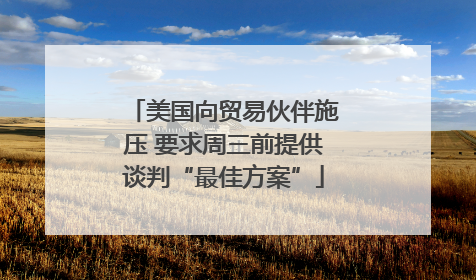 美国向贸易伙伴施压 要求周三前提供谈判“最佳方案”