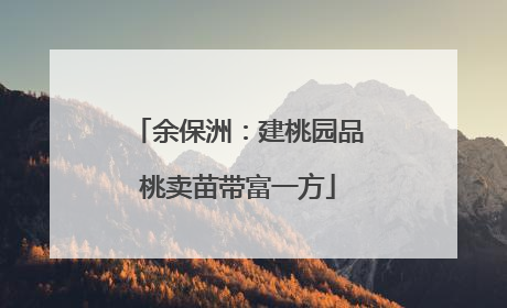 余保洲：建桃园品桃卖苗带富一方