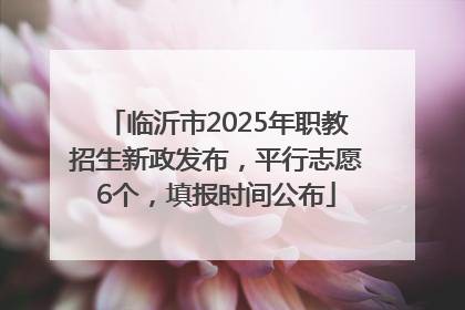 临沂市2025年职教招生新政发布，平行志愿6个，填报时间公布