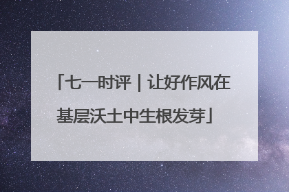 七一时评｜让好作风在基层沃土中生根发芽