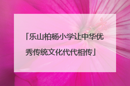 乐山柏杨小学让中华优秀传统文化代代相传