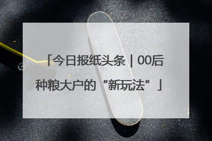 今日报纸头条｜00后种粮大户的“新玩法”