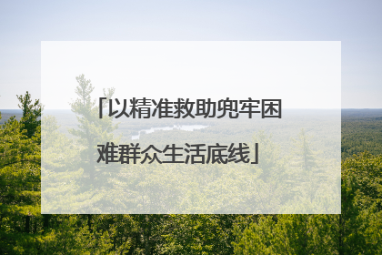 以精准救助兜牢困难群众生活底线