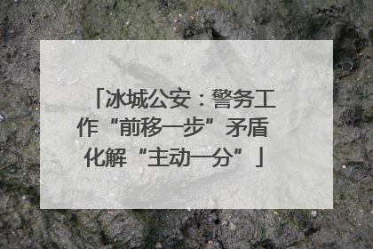 冰城公安：警务工作“前移一步”矛盾化解“主动一分”