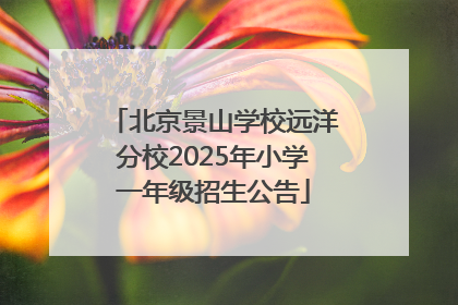 北京景山学校远洋分校2025年小学一年级招生公告