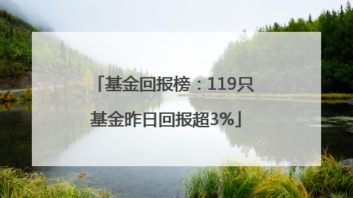 基金回报榜：119只基金昨日回报超3%