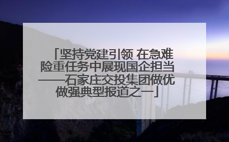 坚持党建引领 在急难险重任务中展现国企担当——石家庄交投集团做优做强典型报道之一