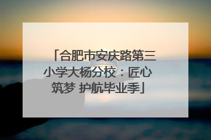 合肥市安庆路第三小学大杨分校：匠心筑梦 护航毕业季