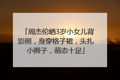 周杰伦晒3岁小女儿背影照，身穿格子裙，头扎小辫子，萌态十足