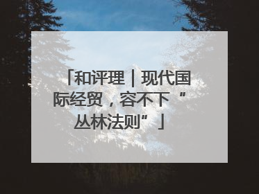 和评理｜现代国际经贸，容不下“丛林法则”