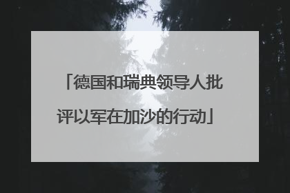 德国和瑞典领导人批评以军在加沙的行动