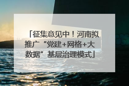 征集意见中！河南拟推广“党建+网格+大数据”基层治理模式