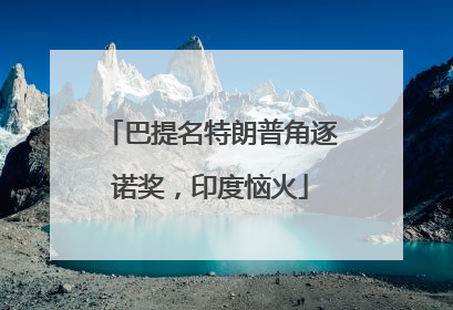 巴提名特朗普角逐诺奖，印度恼火