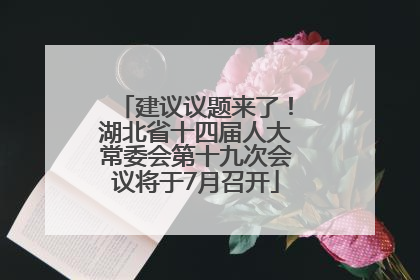 建议议题来了！湖北省十四届人大常委会第十九次会议将于7月召开