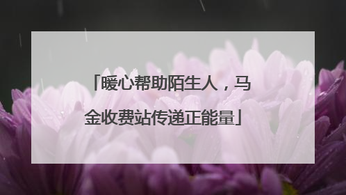 暖心帮助陌生人，马金收费站传递正能量