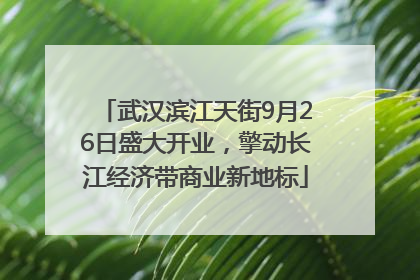 武汉滨江天街9月26日盛大开业，擎动长江经济带商业新地标