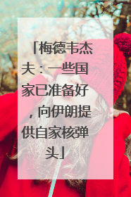 梅德韦杰夫：一些国家已准备好，向伊朗提供自家核弹头