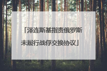 泽连斯基指责俄罗斯未履行战俘交换协议