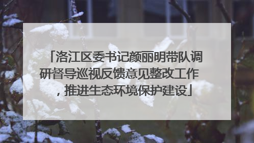 洛江区委书记颜丽明带队调研督导巡视反馈意见整改工作，推进生态环境保护建设