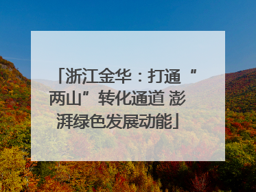 浙江金华：打通“两山”转化通道 澎湃绿色发展动能