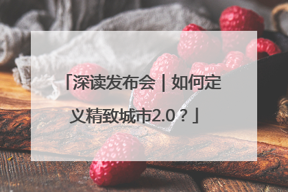深读发布会｜如何定义精致城市2.0？