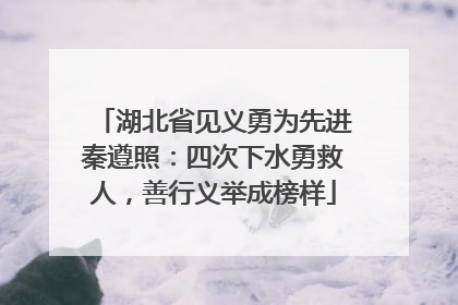 湖北省见义勇为先进秦遵照：四次下水勇救人，善行义举成榜样