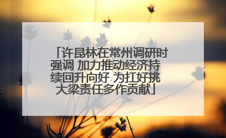 许昆林在常州调研时强调 加力推动经济持续回升向好 为扛好挑大梁责任多作贡献
