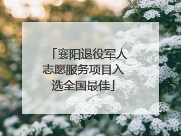 襄阳退役军人志愿服务项目入选全国最佳