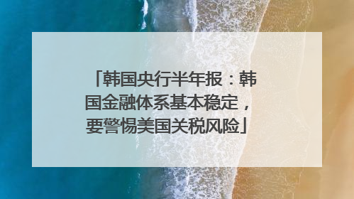韩国央行半年报：韩国金融体系基本稳定，要警惕美国关税风险