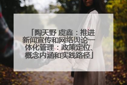 陶天野 虞鑫：推进新闻宣传和网络舆论一体化管理：政策定位、概念内涵和实践路径