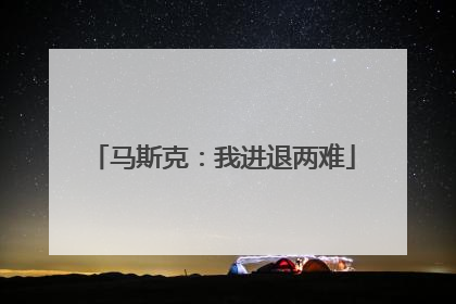 马斯克：我进退两难