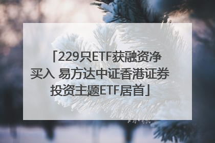 229只ETF获融资净买入 易方达中证香港证券投资主题ETF居首